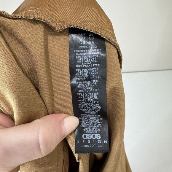 ASOS Design Womens Dress Pants 24 Brown Curve Tailored Barrel Trouser Academia - Picture 12 of 13